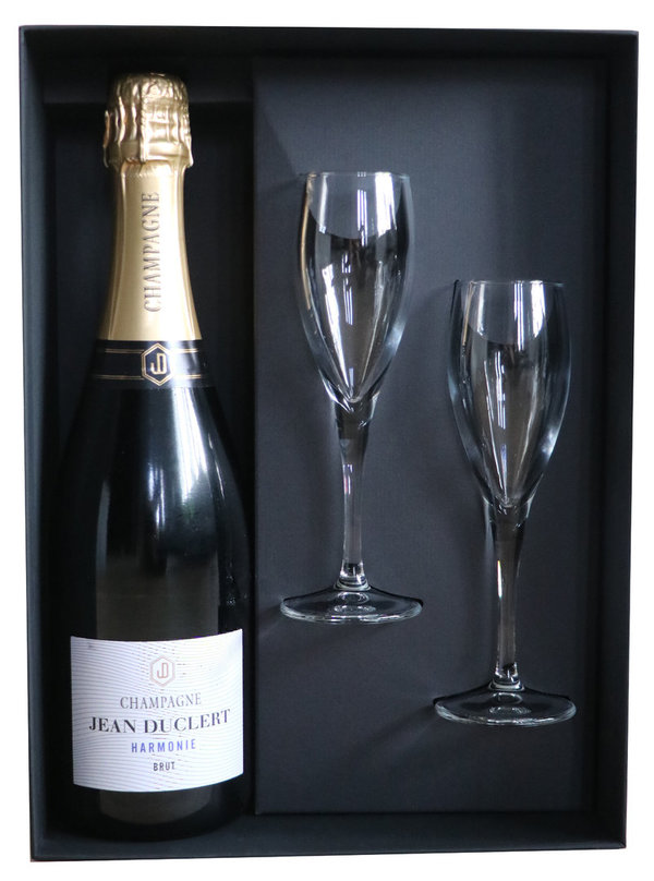 Champagne JEAN DUCLERT Harmonie (Brut) 0,75 liter in mooie zwarte cadeauverpakking -UITVERKOCHT